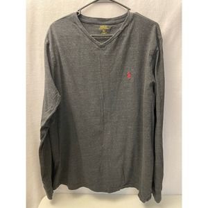 Polo by Ralph Lauren T shirt‎ Men dark Gray Long Sleeve XL v neck shirt red pony